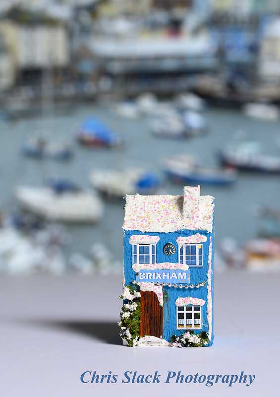 Handmade pastel Blue Brixham Christmas cottage to hang on your tree or make your own little street! Cott 4